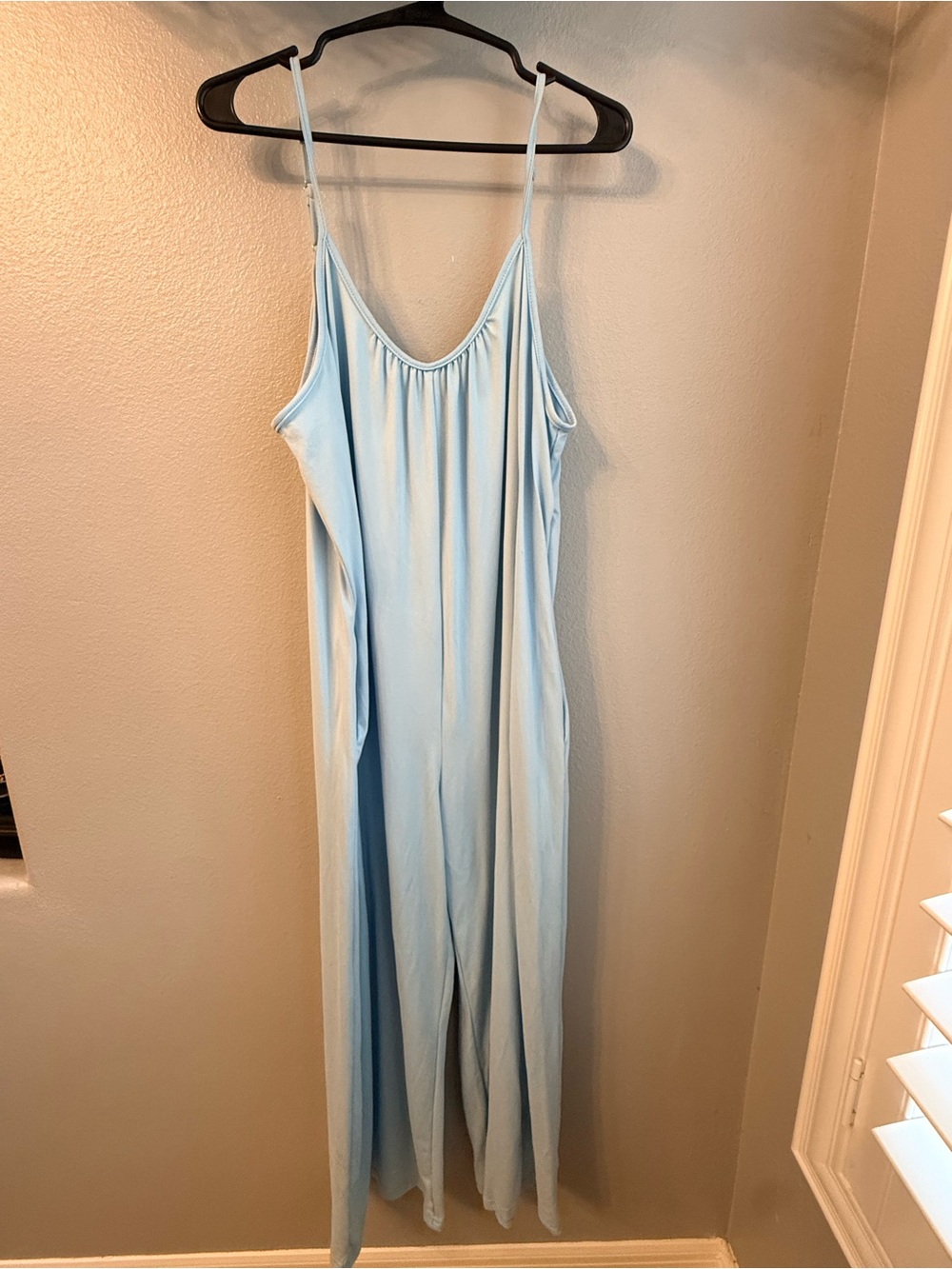 Light Blue Sleeveless Wide Leg Lounge Jumpsuit Relaxed Fit Plus Size